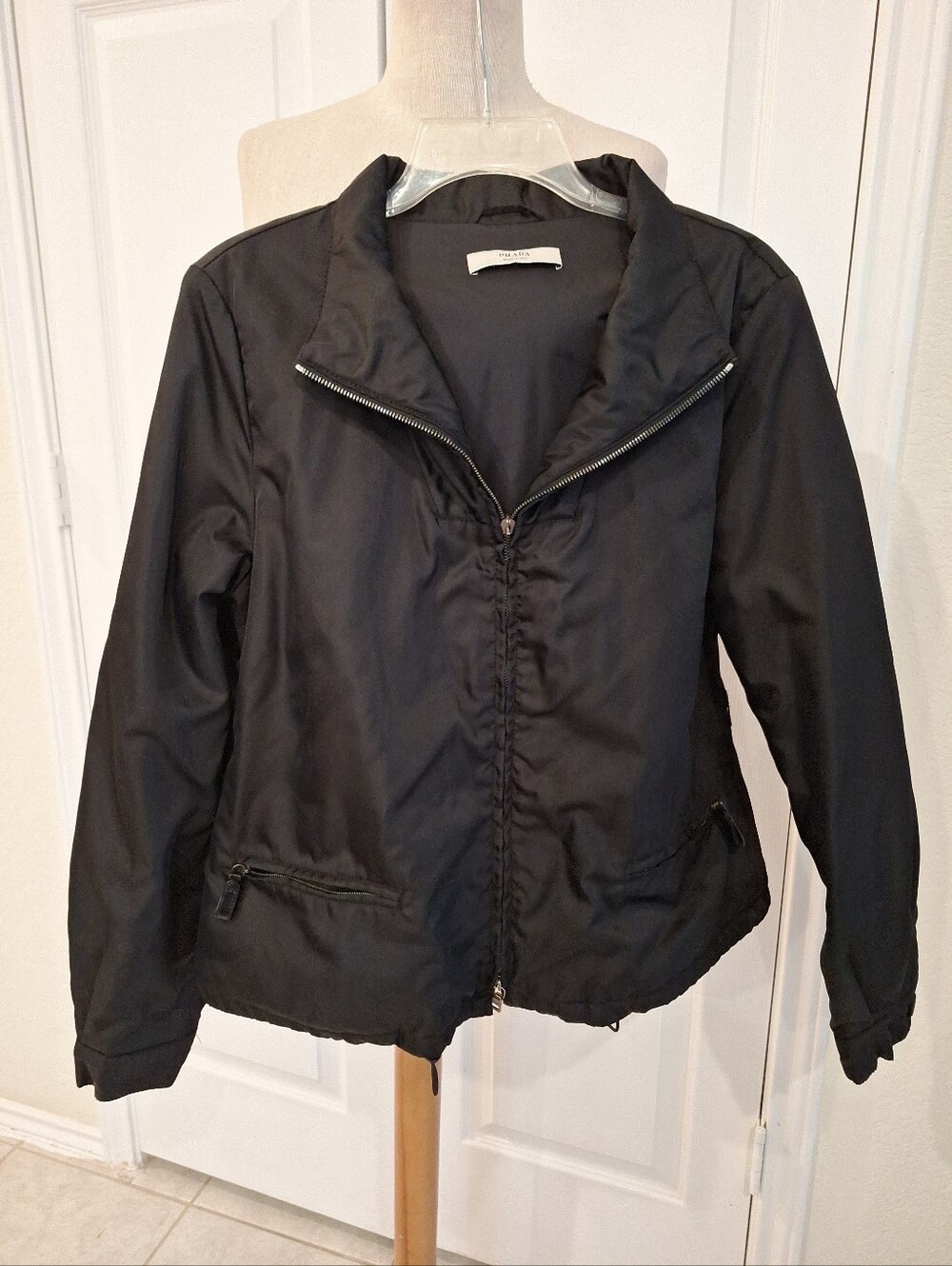 Prada Black Women's Lightweight Zip-Front Jacket Size 42